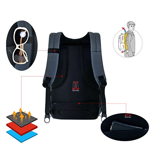 Slotra Laptop Business Rucksack 15,6-17 Zoll Grau Sport Schule Jungen Ourdoor Uni Student Büro Dayback Notebooktaschen - 6