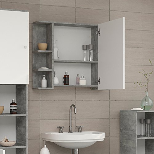 Badezimmerspiegel Spiegel Hängespiegel Spiegelschrank Badezimmermöbel Badspiegel 80×64 cm Beton - 5