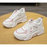 NIDAHO Women Chunky Sneakers Lightweight Lace-Up Casual Sports Shoes Breathable Mesh Running Walking Shoes (Pink) - NID24223