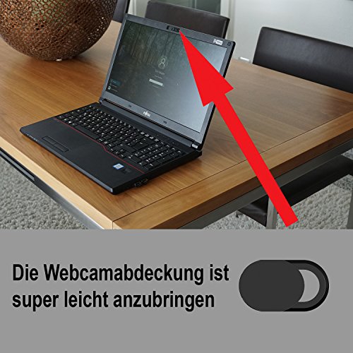 Premium Webcam Cover Abdeckung extra dÃ¼nn fÃ¼r die Front-Kamera am Laptop, Tablet, Smartphone in schwarz â€“ ersetzt Webcam Sticker und Aufkleber + E-Book 10 Tipps zum Hacker Schutz â€“ Anti Spionage Slide (schwarz)