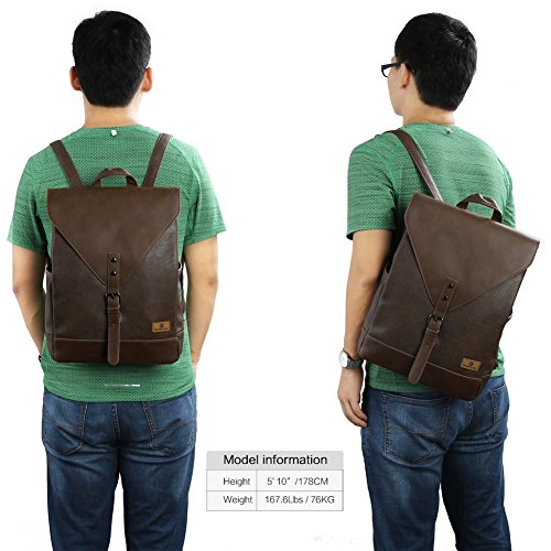 Koolertron Retro Kunstleder Vintage Fashion Unisex Sch  ler Laptop 14   Rucksack Wanderrucksack Hiking Backpack Damen Herren f  r Camping Reise Geeign