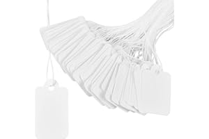 EMPEROCH 500 Piezas Etiquetas para Regalos, Etiquetas de Papel Blancas 23 x 14 MM, Etiquetas Pequeñas Precios Blancas, Etiquetas de Precio con Cuerda para Regalo Ropa