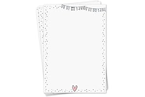 YOUNIKAT Lot de 50 feuilles de papier à lettre format A4 - Pour invitation, anniversaire, fête prénatale - dv_425