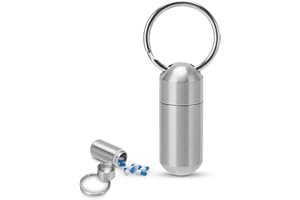PILIPANE Organizador,Llavero Caja de pastillas para medicamentos Botella de medicina portátil de acero inoxidable Caja de cápsula peque?a a prueba de agua Contenedor de alenamiento, Dispensador, Recor
