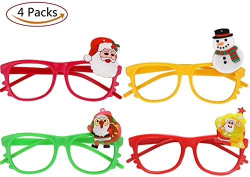 COCOFLY Children Stylish Cute Luminescence Glasses Frame Without Lenses for Christmas Party Supplies or Christmas decorations,Pack of 4(Ages 3-10)