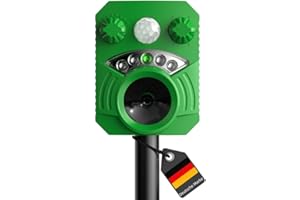 HOPPE'S Cat Repeller, Ultrasonic Animal Repellent, 5 Modes, Solar Cat Repellent, Waterproof Mole Repeller with LED Light, Marten Deterrent, Effective Against Cats, Dogs, Birds, Foxes, Rats, Garden