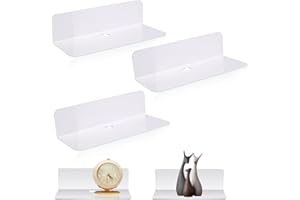 DBALL 3 Kawałki Małe Półki Półki Ściany Bez otworów 23 x 9,5 cm Biały Akryl Regał do Sypialni Łazienka Kuchnia Salon Biuro Łatwo Rozszerzyć Przestrzeń Ściany