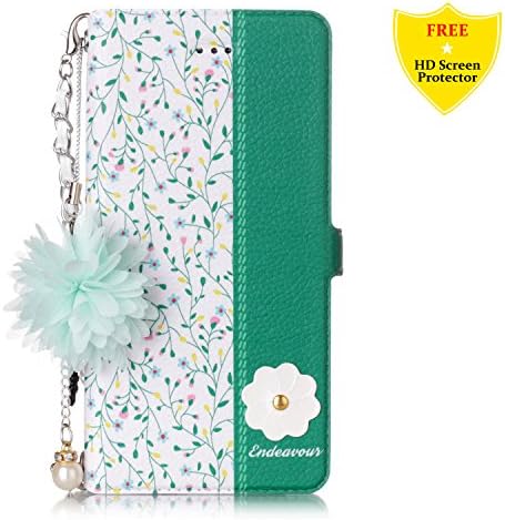 Huawei P8 Lite Case + Free HD Screen Protector,idatog® Colorful Flowers Design Premium Wallet Case PU Leather Flip Cover with Inner Rubber Back Holder Magnetic Clip &amp; ID/Credit Card Holders/Stand Case For Huawei P8 Lite (willow)