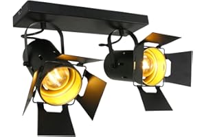 Steinhauer RETRO Decken Spot Leuchte Wohn Zimmer Studio schwarz-gold Lampe beweglich 7997ZW