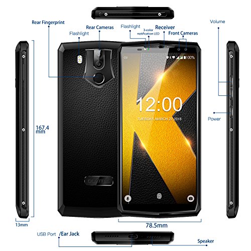 OUKITEL K10 4G Smartphone Libera 6 Pollici (Rapporto 18: 9 Visione Completa) 11000mAh Batteria Octa Core Android 7.0 6GB RAM 64GB ROM 21MP + 13MP Fotocamera Face ID Impronta Digitale 5V/5A Quick Charge NFC GPS Dual SIM