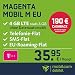 Produktbild Telekom Magenta Mobil M EU Allnet Flat mit 5GB LTE Internet Flat max. 300 MBit/s, Telefonie- und SMS-Flat in alle dt. Netze, HotSpot-Flat, EU Flat, 24 Monate Laufzeit, monatlich nur 37,95 EUR statt 56,95 EUR + Cashback in Höhe von 190 EUR, Triple-Sim-Karten