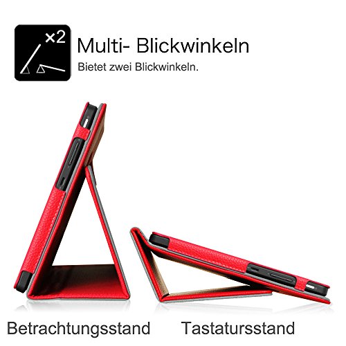 Fintie Odys Wintab 10 / TrekStor SurfTab Wintron 10.1 Hülle Case – Slim Fit Folio Kunstleder Schutzhülle Cover Tasche mit Ständerfunktion und Stylus-Halterung für Odys Wintab 10 25,7 cm (10,1 Zoll) / TrekStor SurfTab Wintron Volks-Tablet 25,6 cm (10,1 Zoll) 99743 99843 Tablet-PC, Rot - 6