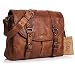 Produktbild NiceEbag Aktentasche Vintage Messenger Bag retro Stil Umhängetasche aus echtem Leder Lehrertasche Herren / Damen Schultertasche Passen 15,6 Zoll Laptop / Notebook (Braun)