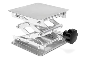 HeyWin Lab Jack Stand 4x4 inch,Made of Stainless Steel,for Raising or Lowerring Router,Laser,Cupboard,Photo Subjects, or as A Lab Scissor Jack (100mm X 100mm)