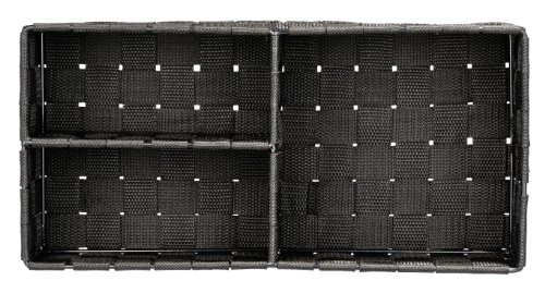 WENKO 20980100 Organizer Adria Schwarz – 3 Fächer, 100 % Polypropylen, 35 x 10 x 17 cm, Schwarz - 2