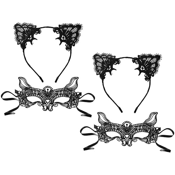 3 Cerchietti Con Orecchie Da Gatto In Pizzo – Accessorio Per Capelli Sexy E Carino Per Feste - 3