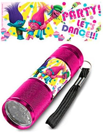 Licensed TROLLS LED Super Bright White Light Childs Kids Torch Flashlight (Pink)