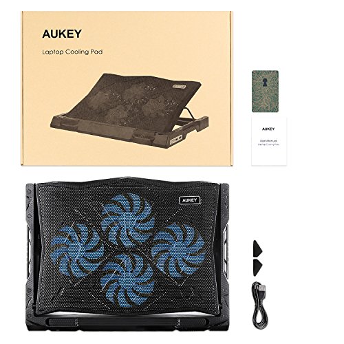AUKEY Laptop Kühler 12-17 Zoll Ständer 5 Stufen Verstellbar, 4 Lüfter mit LEDs, 2 USB Ports, Cooling Pad Notebook Cooler Kühlpad (CP-R2) - 7