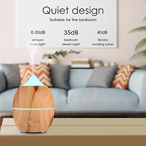Aroma Diffuser, EIVOTOR 300ml 2 in 1 Aroma Diffusor Ultraschall Luftbefeuchter Oil Holzmaserung Düfte Humidifier Raumbefeuchter Duftzerstäuber automatich Aromatherapie Diffuser Nebelausstoß Abschaltautomatik Kalten Nebel Technologie Messbecher Humidifier & Aromatherapy mit 3 Timereinstellungen und LED Farbwechsel für das Schlafzimmer, Büro, Wohnzimmer, Bad, Konferenzräume , Hotels, Yoga-Club, Fitness-Center, SPA usw. - 5