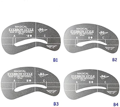 HSWORLD® 4 / 24 pcs EYEBROW SHAPING STENCILS GROOMING KIT BROW MAKE UP SET BROW TEMPLATE REUSABLE (B1-4)