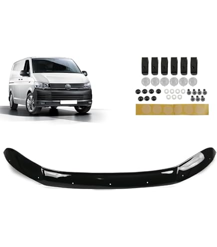Acorn Bonnet Wind Deflector For VW T6 Transporter 2015+ – Stone Guard, Black Acrylic