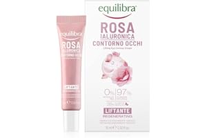 Equilibra Viso, Rosa Ialuronica Contorno Occhi Liftante, Siero Contorno Occhi a Base di Estratto di Rosa Damascena, Acido Ialuronico, Attivo da Semi di Sesamo e Microalghe, Effetto Lifting, 15 ml