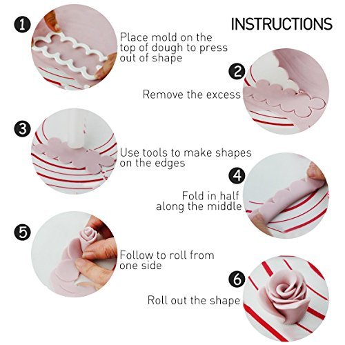 BESTOMZ Ausstechformen Fondant Ausstecher DIY Backen Dekorations Kit Stempel Modellierwerkzeug Glätter Kuchen Cutter ZuckerKunst Icing Tool,18Sets/54Pcs - 3