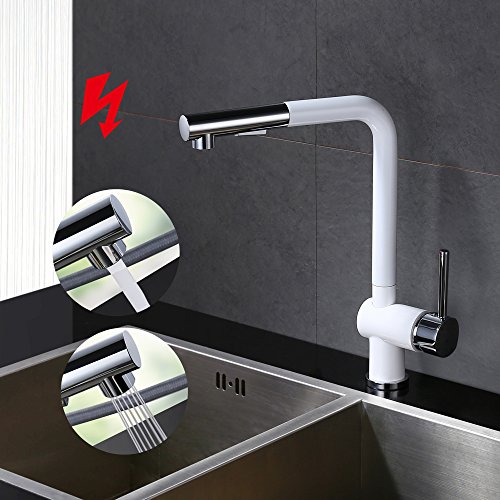 Homelody® Niederdruck Küchenarmatur Wasserhahn herausziehbar armatur mit Brause Niederdruckarmatur Spültischarmatur Einhebelmischer Spültisch Küche Mischbatterie - 2