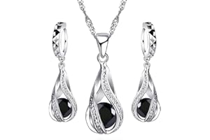 Crystalina Regalos para Mujer, Conjunto Collar Plata Mujer y Pendientes Mujer Plata con Colgante, Joyas de Mujer de Plata S925 y Circonitas de Colores, Regalos Originales para Mujer