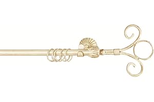 SPAZIO CASA Bastone per Tenda in Ferro Battuto da 2,00 cm con finali Modello Giglio - Azzurro - Shabby Chic, 200 cm