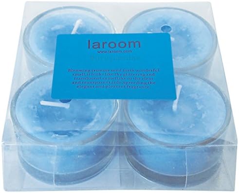 laroom 13183 – Set of 4 Candles Jasmine Aroma with porta-velas Glass, Blue
