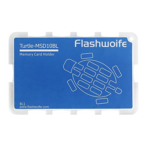 Flashwoife Turtle-MSD10BL Speicherkartenetui für 10 x MicroSD Aufbewahrungsbox im Kreditkarten-Format - transparent und blau