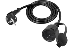 RIIEYOCA Rallonge Electrique Shucko 90 Degrés Extérieur, Rallonge Courte de Sécurité Noir pour Maison, Jardin, Chantier (1m)