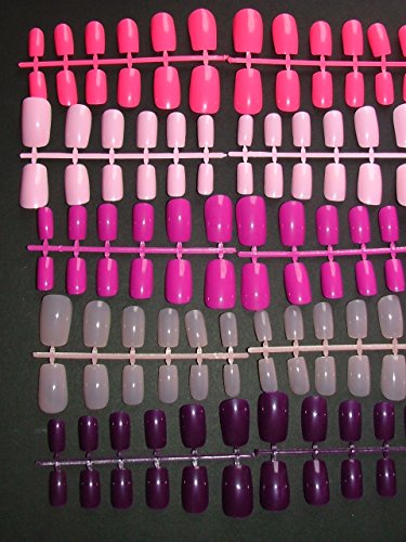 120 Multi-Pinks Short to Medium Square Full Cover Nails by Pretty Poppet