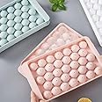 Claiez Plastic Reusable Flexible Round Ice Cube Trays, 33 Cavity Mini Round Ice Plastic Tray Molds for Whiskey & Cocktails, Keep Drinks Chilled Multicolor (Pack of 1)