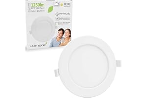 Lumare faretto da incasso dimmerabile 18W extra piatto IP44 1250lm Ø220mm | faretto da incasso in bianco solo 26mm profondità d'incasso, 200mm Ø d'incasso spot a soffitto 230V