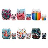 Alva Baby New Design Reuseable Washable Pocket Cloth 6 PCS Diaper Nappies + 12Inserts 6DM13-EU