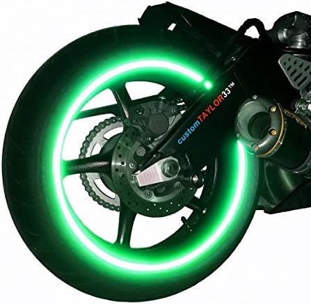 customTAYLOR33 High Intensity Grade Reflective Safety Motorcycle Rim Tapes 17" Wheels (Green)