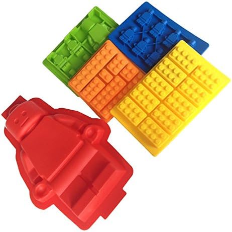 LYXY,Building Brick Ice Cube Trays,Silicone Mold Silicone Cake or Jelly Mold &amp; Ice Cube Tray or Candy,Jelly &amp;Chocolates Silicone Mold baking- Set of 5