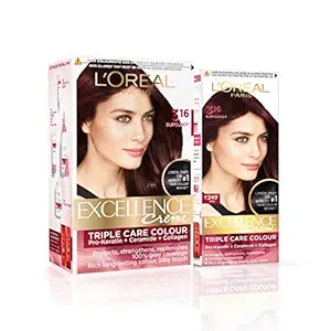 LOreal Paris Excellence Crome Conditioning Hair Color, 172ml + 50ml - 3.16 Burgundy (Pack of 2)