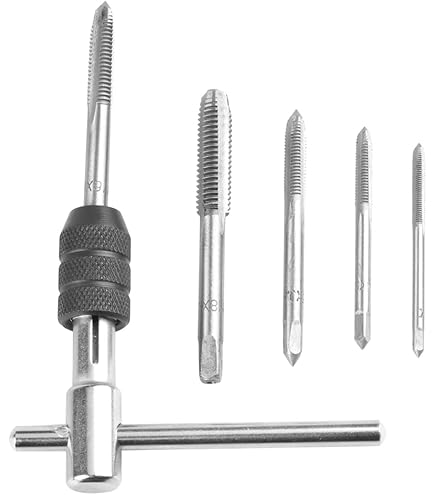 Set Di 6 Maschi Per Filettatura A Mano - Con Impugnatura A T Regolabile - Metriche M3, M4, M5, M6, M8 - Foto 3