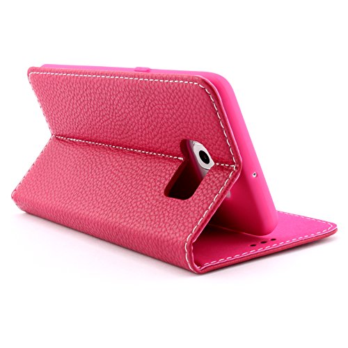 [ S6 edge ]Handy Schutz Tasche Noble Series Cover für Samsung Galaxy [ S6 edge ] edle Book Style Hülle mit Aufstellfunktion und Kartenfach ScorpioCover pink - 6