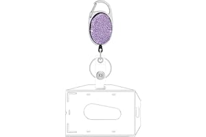 VIQWYIC 1 Stücke versenkbare ID Badge Halter, Bling Strass ID-Namensschild-Rollen mit Transparenter Kartenhalter für Büro Arbeiter Lehrer Arzt Krankenschwester (Violett)