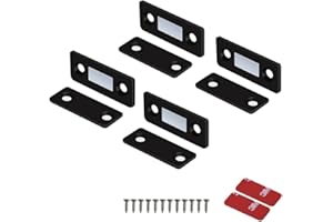 Mousike Magnetischer Türverschluss Ultradünne Schrankmagnete Edelstahl Schubladenmagnetverschluss für Schiebetürverschluss Küchenschrank Schrank Schrankschließer (4 Pack, Black)