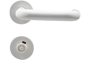 Buddy4Home house accessoires Türgriff Bad WC Türgarnitur Türbeschlag U-Form Rosette Kunststoff Weiß Türdrücker Türklinke Drückergarnitur Türbeschläge Innentüren Set Türgriffe