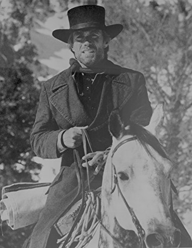 Clint Eastwood Ridding Horse in Black Coat with Hat Photo Print (60.96 x 76.20 cm)
