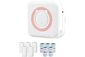CONBLOM Mini stampante tascabile senza inchiostro senza fili, stampante termica Bluetooth con 10 rotoli di carta termica carta termica portatile per smartphone IOS/Android (rosa)