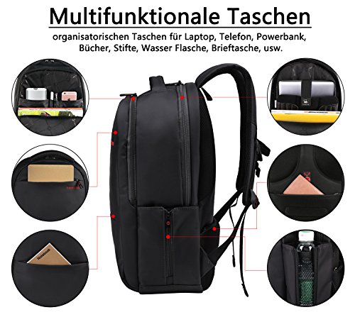 Norsens Anti-Diebstahl 18 4in Notebook Rucksack Schwarz Business Computer Rucksack Damen Fits up to 17 3in Laptop Rucksack