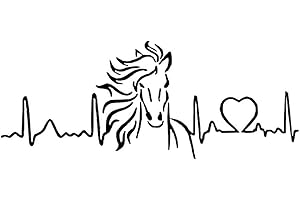 Porfeet Auto Aufkleber, Pferd Herzschlag Liebe Auto Auto Selbstklebende Fenster Tür Aufkleber Aufkleber Dekoration Schwarz