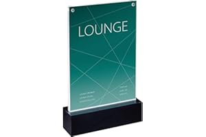 SIGEL TA422 Soporte de sobremesa con LED para A5, presentación a dos caras, con iluminación, transparente/negro, Acrílico